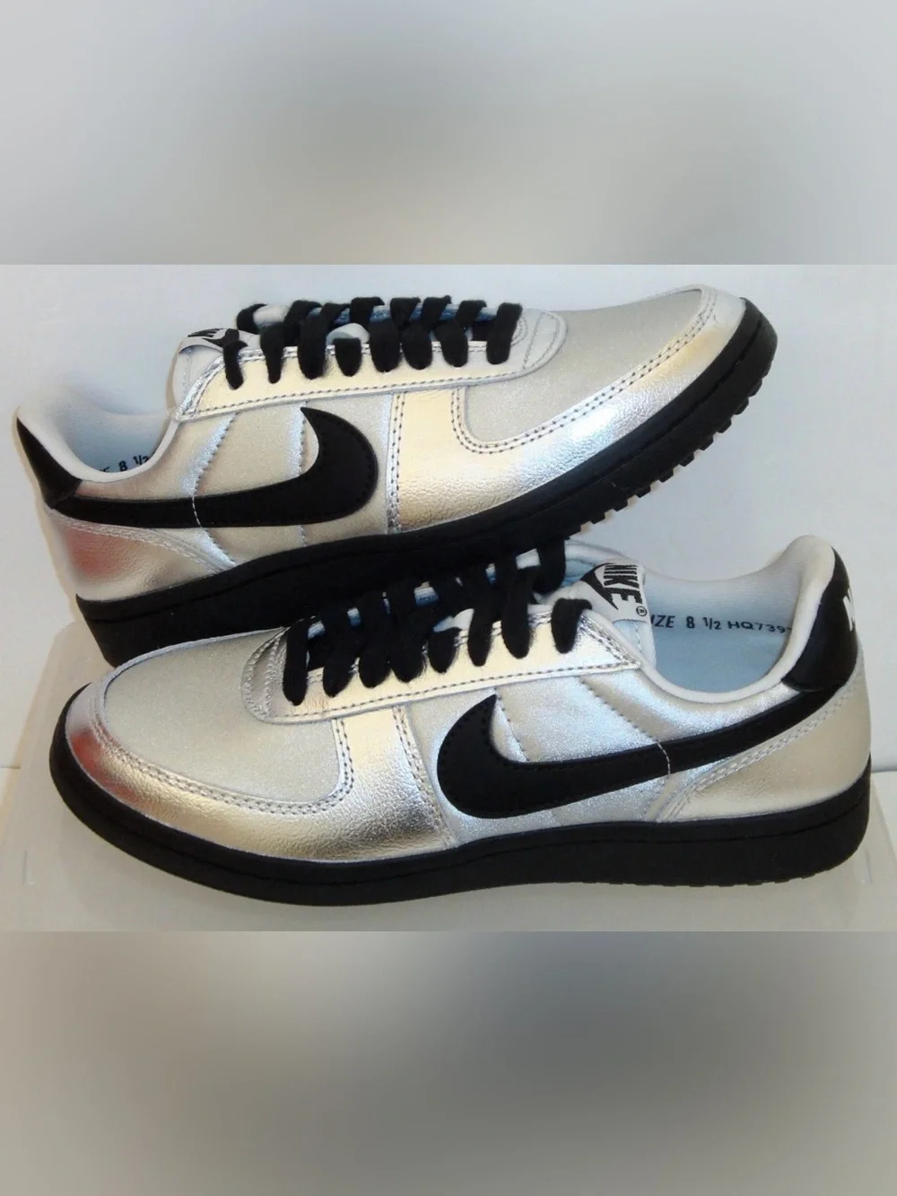 Nike Wmns Field General 82 'Metallic Silver Black' Women HQ7397-001 box no lid